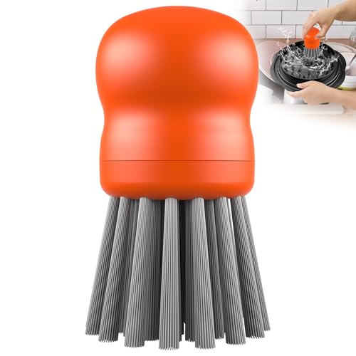 Mini Dish Brush for Cleaning Chicken Shredder, Palm Brush Dish Scrubber with Ergonomic Grip, Kitchen Brush for Washing Dishes, Pans, Pots, Sink (1, Orange) - color: Orange