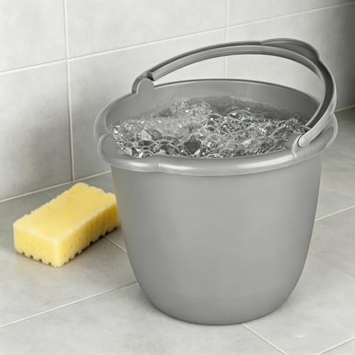 10 Qt. Spout Pail Classic Titanium,Gray Plastic Bucket with Pour Spout and Handle for Cleaning, Mopping, Gardening