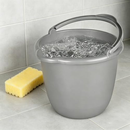 10 Qt. Spout Pail Classic Titanium,Gray Plastic Bucket with Pour Spout and Handle for Cleaning, Mopping, Gardening