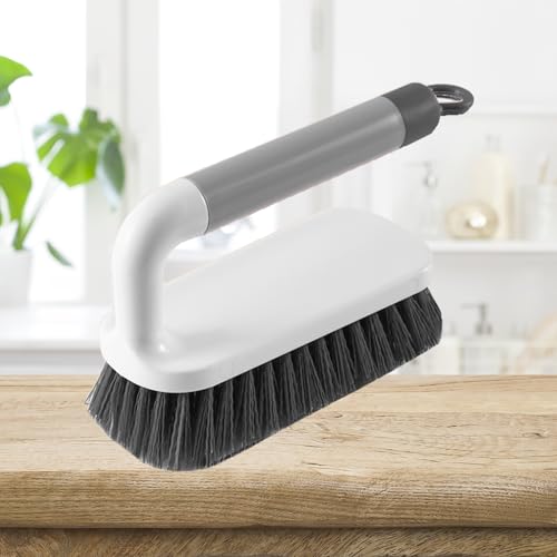 Scrub Brush, Heavy-Duty Scrub Brushes for Cleaning with Stiff Bristles Cleaning Brush for Shower, Bathroom, Carpet, Kitchen and Bathtub Scrubber, Gray