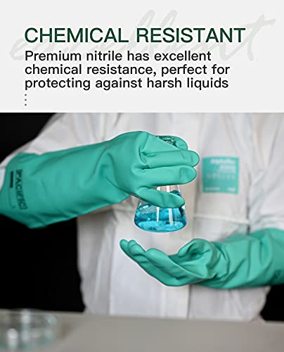 PACIFIC PPE 2 Pairs Chemical Resistant Nitrile Gloves, Resist Household Acid, Alkali, Solvent and Oil, 28 mil, 18", X-Large - color: Green/18", size: X-Large (Pack of 2)