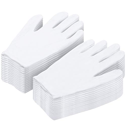 Cotton Gloves for Dry Hands, Paxcoo 20 Pairs Large White Cotton Gloves for Cosmetic Moisturizing and Inspection - size: 40 Count (Pack of 1)