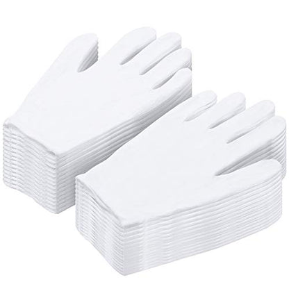 Cotton Gloves for Dry Hands, Paxcoo 20 Pairs Large White Cotton Gloves for Cosmetic Moisturizing and Inspection - size: 40 Count (Pack of 1)
