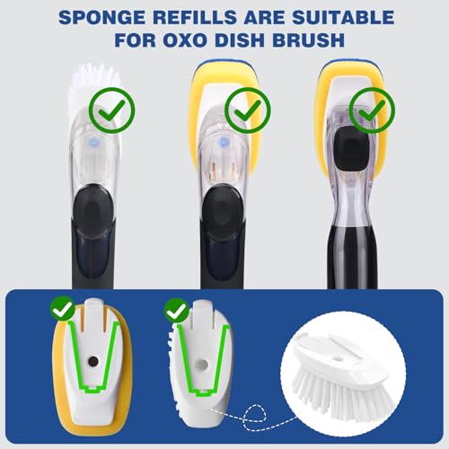 Sponge Brush Refills for OXO Dish Brush, 4 Pack Soap Dispensing Dish Refills, Scrub Replacement Head for Scrubber, Sponge Replacement Head Fits Soap Dispensing Handle - color: Blue-4pack
