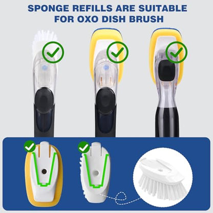 Sponge Brush Refills for OXO Dish Brush, 4 Pack Soap Dispensing Dish Refills, Scrub Replacement Head for Scrubber, Sponge Replacement Head Fits Soap Dispensing Handle - color: Blue-4pack