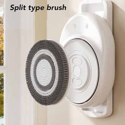 BRRNOO Wall Mounted Body Brush, Electric Shower Brush with Sliding Rail and 3 Rotating Heads, Adjustable Height up to 25.19 Inches, 3 Speed Settings for Full Body Exfoliation and