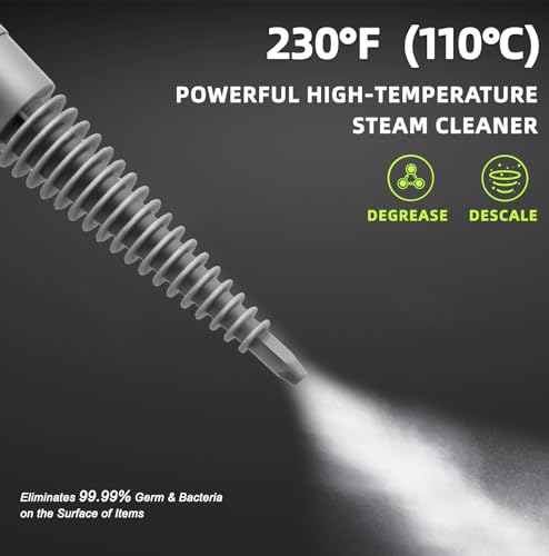 Handheld Steam Cleaner, Pressurized Multi-Surface Steam Shot with 13 Accessories, Safety Lock, Steamer for Cleaning Floor, Upholstery, Grout, Windows, Couch and Car, White - color: White