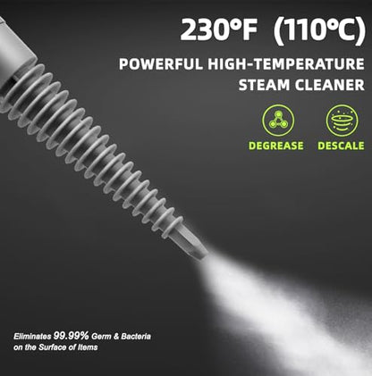 Handheld Steam Cleaner, Pressurized Multi-Surface Steam Shot with 13 Accessories, Safety Lock, Steamer for Cleaning Floor, Upholstery, Grout, Windows, Couch and Car, White - color: White
