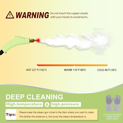 Steam Cleaner, 15s Heat-Up,1.4L Tank,Steamer for Cleaning with 14-Piece Accessories, 3 Steam Levels, chemical-free Cleaning Tile, Grout, Dirt, Grease & Car (white＆green) - color: white＆green