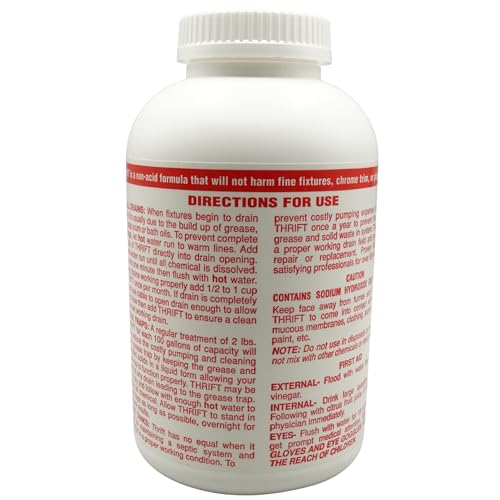 Thrift T-200 Drain Cleaner – 2 lb Odorless Drain Opener – Activated by Hot Water – For Small Drains, Grease Traps & Septic Systems
