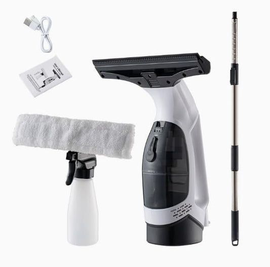 Cordless Window Vacuum Squeegee, 2000Pa Electric Window Cleaner with Spray Bottle & Microfiber Pad, Rechargeable Handheld Glass Cleaner for Windows, Shower Doors, Mirrors, Tiles & Car Windshield(A) - color: A