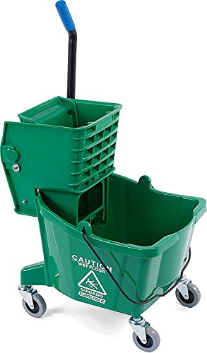 SPARTA Commercial Mop Bucket with Side Press Wringer, Floor Cleaning Essentials for Commercial and Home Use 26 Quart Capacity, 1 Count, Green - color: Green