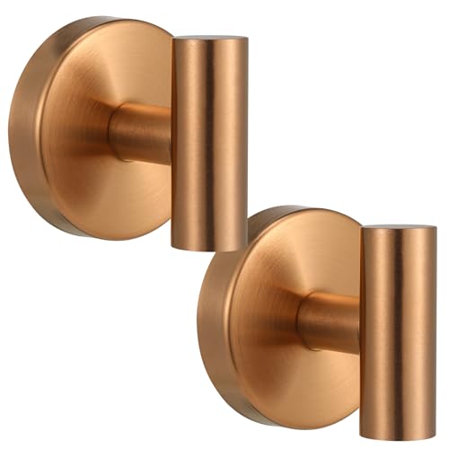 Suction Cup Hooks for Shower - Bathroom Reusable Hooks for Towels, Robes & Loofah - No-Drill Mounting on Kitchen,Walls,Metal,Glass,Mirrors,Tile & Smooth Non-Porous Surfaces (2, Champagne Bronze) - color: Champagne Bronze