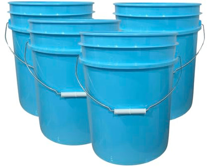 House Naturals 5 Gallon Premium HPDE Plastic Bucket - Made in USA Food Grade Storage Container, BPA Free All Purpose Pail (4, Aqua) - color: Aqua