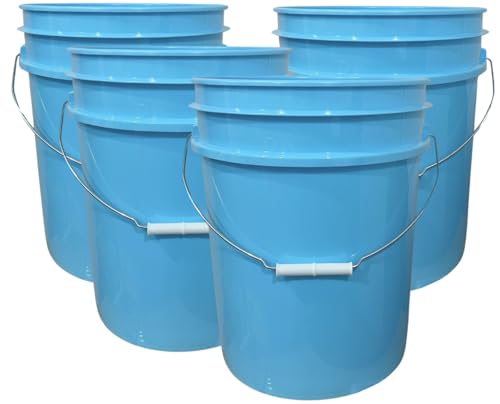 House Naturals 5 Gallon Premium HPDE Plastic Bucket - Made in USA Food Grade Storage Container, BPA Free All Purpose Pail (4, Aqua) - color: Aqua