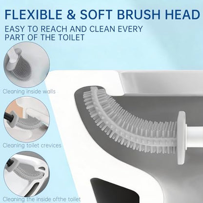 RV Essentials, RV Toilet Brush, Toilet Brush Silicone Won't Damage Toilets, Wall Mounted Toilet Brush White-Anti-Roll, Anti-Drip Design, Suitable for RV Travel Trailers and Campers, Camper Must Haves
