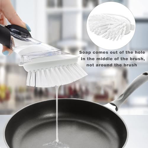 Brush Refills for RIMAY Dish Brush - 6 Pack Dish Brush Cleaning Soap Dispensing Head Replacement for Scrubber (White) - color: White-6pack