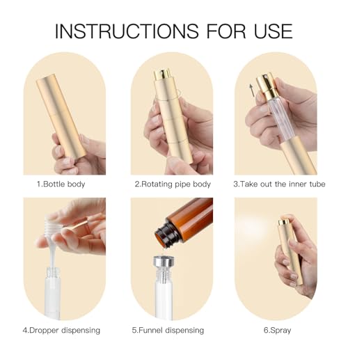 Tekson 10ml Travel Perfume Atomizer Refillable, Mini Cologne Spray Bottle Empty, Small Coffee Spray Bottle (Gold) - color: gold
