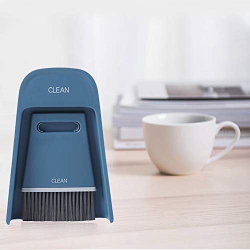 Mini Dustpan and Brush Set, Portable Snap on Design Desktop Cleaning Brush Handheld Crumb Sweeper for Sofa Car Kitchen (Dark Blue) - color: Dark Blue