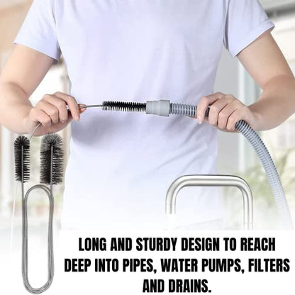 72" Flexible Pipe Cleaning Brush - Heavy Duty Auger Tool Blue | Heavy duty cleaning brush for bathroom sink, bathtub, shower, kitchen sink drains, bottles, elastic hose pipe cleaner - color: Blue