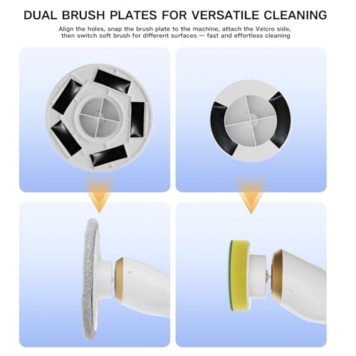 Electric Spin Scrubber Cordless Shower Cleaning Brush with 10 Replaceable Brush Heads, Extendable Handle Up to 59", 2 Speed, Waterproof, 2H Cleaning Time for Bathroom Shower Tile Glass Car