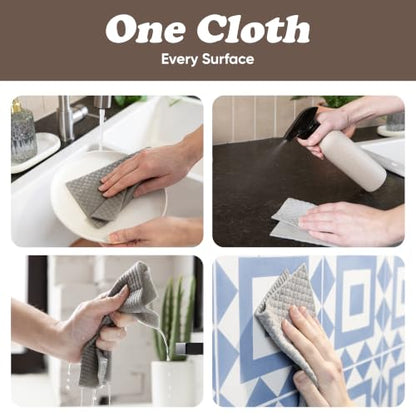 Organic Origin Swedish Dishcloths for Kitchen - Reusable Kitchen Cleaning Cloths, Absorbent Cellulose Sponge Cloths, Washable Dish Rags, Quick-Drying Dish Towels, Paper Towel Alternative (12 Pack)