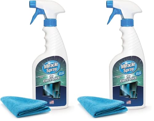 MiracleSpray for Electronics Cleaning, Safe Multisurface Cleaner for Any TV, Phone, Monitor, Keyboard, Screen, Computer, Includes Microfiber Towel - 16 Ounce Kit (Pack of 2) - size: 16 Fl Oz (Pack of 2)