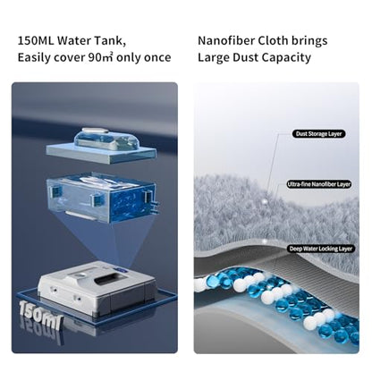HUTT A1 Auto Window Cleaning Robot, Upgraded 4 Water Spray & 6000PA High Suction Power Window Cleaner with Laser Sensor Detection, Perfect for High-Rise Windows, Tiles and Glass - color: White