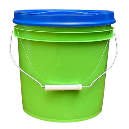House Naturals 2 Gallon Food Grade - BPA Free Made in USA Buckets Lime Color pails with Screw On Gasket Lids (1, Lime - Blue lids) - color: Lime - Blue Lids