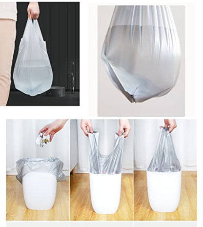 4 GALLON Bathroom Trash Bags, 5 Rolls/100 Counts Small HANDLES Garbage Bags for Office, Kitchen,Bedroom Waste Bin,Colorful Portable Strong Rubbish Bags (silver 100Counts)