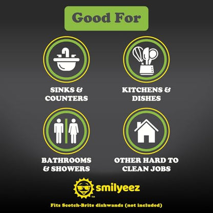 Smilyeez Replacement for Scotch Brite, 4-Pack, Makes Your Dishwand Like New, Dishwand Brush Refills, Easy to Install - style: 1 Pack