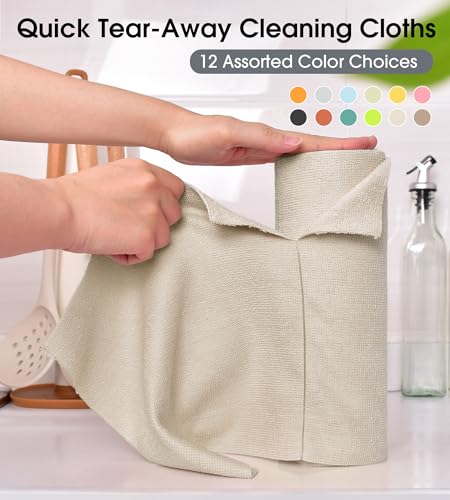 KitchLife Microfiber Cleaning Cloth Roll - Tear-Away Reusable Microfiber Paper Towels, Lint-Free, Washable, 20 Sheets for Kitchen, Car, Dishes, and Sensitive Surfaces (Sand Beige) - color: Sand Beige