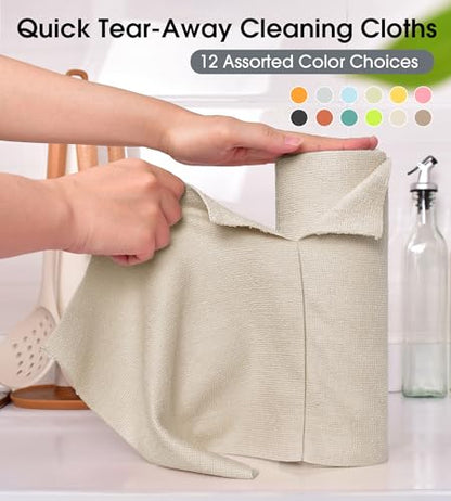 KitchLife Microfiber Cleaning Cloth Roll - Tear-Away Reusable Microfiber Paper Towels, Lint-Free, Washable, 20 Sheets for Kitchen, Car, Dishes, and Sensitive Surfaces (Sand Beige) - color: Sand Beige