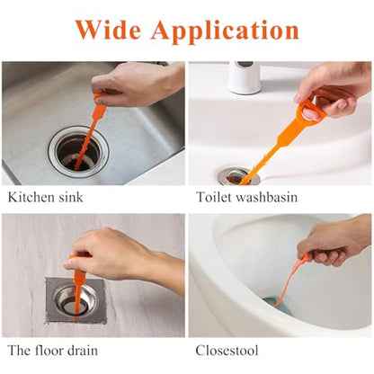 Drain Snake Hair Drain Clog Remover Tool, 25-Inch Flexible Pipe and Tub Drain Strainers with Grip Handle, Hair Catcher for Bathroom, Sink, Bathtub, Kitchen, 5 Pack