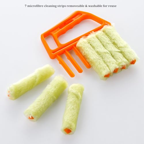 Shutter Brush Window Blind Cleaning Brush, 2 PCS Venetian Blind Cleaner Brush, Microfiber Duster Tool for Window Blinds,Air Vents, Keyboard, Car AC, Washable Reusable Gap Cleaning Brushes (Orange) - color: Orange