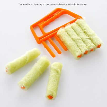 Shutter Brush Window Blind Cleaning Brush, 2 PCS Venetian Blind Cleaner Brush, Microfiber Duster Tool for Window Blinds,Air Vents, Keyboard, Car AC, Washable Reusable Gap Cleaning Brushes (Orange) - color: Orange