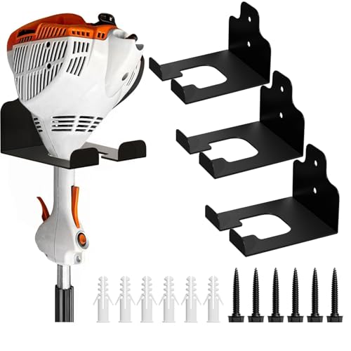 JNIHEEP Garage Organizer Trimmer Rack, Garden Power Tool Hanger Weed Whackers Holder Wall Mounted for Grass Trimmer, Hedge Trimmer, Garage Trimmer, Garden Tools,3 Pack - color: Black 3 Packs