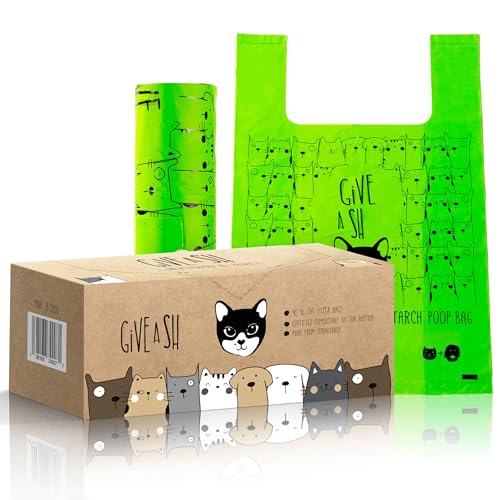 Certified Home Compostable Cat Litter Bags For Poop - 10% to Charity - Cornstarch-Based - For Cleaning Up Litter Trays - NF T51-800 Compliant - 90 Extra Large Disposable Bags - size: 1 Count (Pack of 90)