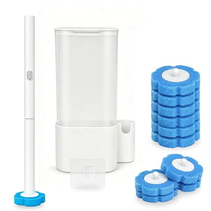 Disposable Toilet Brush with 42 Refills, Toilet Bowl Cleaner Brush with Holder, Wall Mounted Toilet Wand Kit, Random Color Refill Heads in Blue, Yellow or Purple