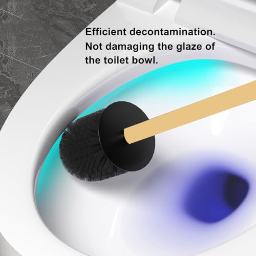 Toilet Brush and Holder Set Wall Mount or Freestanding KWQKEM Modern Toilet Bowl Cleaners Brush and Holder with Lid 304 Stainless Steel (Brushed Gold) - color: Gold, size: Wall Mount