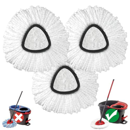 Mop Head Replacement, 3 Pack Spin Mop Refill Replace Head Compatible with O Cedar Easywring 1-Tank System, Great Cleaning Power, Microfiber, Helper Housework, Machine Washable Easy-to-Replace, White - size: 1-TANK Mop Head (3pcs)