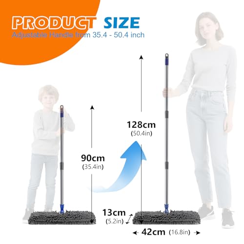 Masthome Dual Sided Flip Mop, Wet Dry Microfiber Dust Mop with 4 Pads & Scraper, 360° Swivel for Hardwood, Laminate, Tile, Pet Hair Cleaning - color: Blue Flip