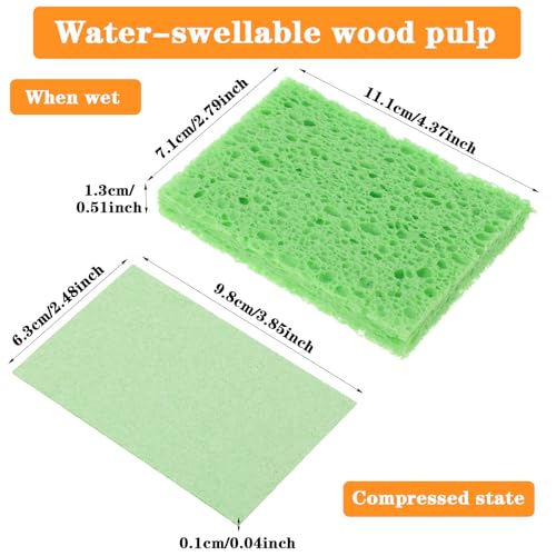 15Pcs Cellulose Sponges Kitchen Reusable Compressed Sponges Kitchen Sponge for Cleaning (5 Colors)