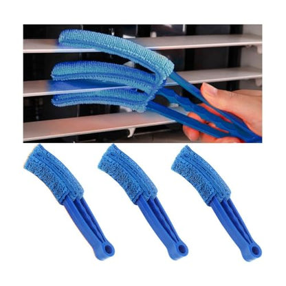 3PCS Mini Duster for Car Air Vent, Automotive Air Conditioner Cleaner and Brush, Vehicle Blind Dust Cleaning Tool for Keyboard, Window, Shutter, Universal for SUV, Truck, RV（Blue） - color: Blue