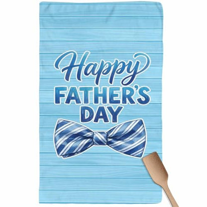 Happy Father's Day Kitchen Towels Set of 1 Blue Stripes Tie Rustic Wooden Grain Decorative Dish Towels Ultra Soft Microfiber Absorbent Reusable Dishcloths for Kitchen Drying, 18x28 Inch - size: 28" x 18" (Pack of 1)