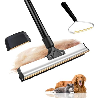 Carpet Rake Kit for Pet Hair Removal & Fluffing Matted Carpet – 61" Adjustable Handle, Deep Clean Dog & Cat Hair Remover, Reusable Scraper for Rugs, Low Pile Carpet, Couch Stairs & Car - size: Pet Hair Removal Kit