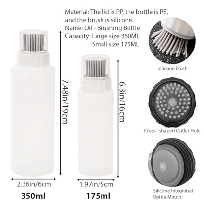 Food - Grade Silicone Oil Brush Bottle | Soft Heat - Resistant, Reusable Basting Tool With Scale, Outdoor Grill Oil Dispenser | Kitchen Squeeze Bottle, Non - Shedding (350ml 2pcs) - size: 350ml 2pcs