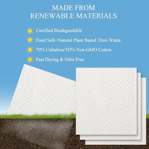 6 Packs Swedish Kitchen Dish Cloths - Reusable Paper Towels for Counters & Dishes - Eco-Friendly Cellulose Sponge Cloth - White - color: M-white