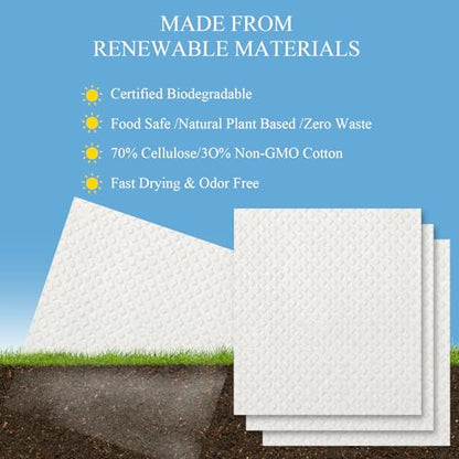 6 Packs Swedish Kitchen Dish Cloths - Reusable Paper Towels for Counters & Dishes - Eco-Friendly Cellulose Sponge Cloth - White - color: M-white