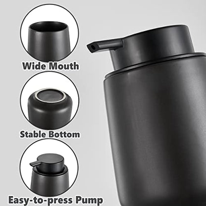 12Oz Black Soap Dispenser - Modern Ceramic Lotion Hand Soap Dispenser with Easy-to-Press Black Pump, Reusable and Refillable Liquid Dish Soap Dispensers for Bathroom & Kitchen - color: Black, style: Liquid Pump